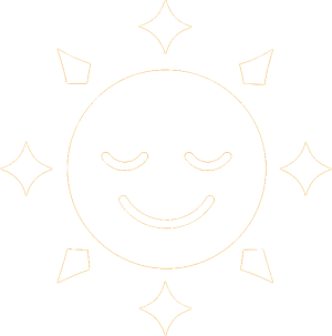 Icône blanche sur fond transparent symbolisant le bien-être et la détente procurés par les soins du corps Skinela.